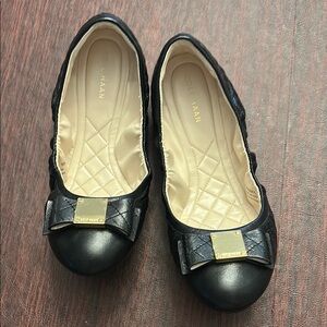 Cole Haan Black Ballet Flats with Gold Accents